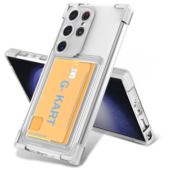 Samsung Galaxy S24 Ultra - Kılıf Airbag Tasarımlı Şeffaf Kartlıklı G-Kart Kapak - 1
