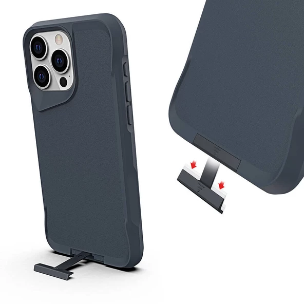 Apple iPhone 15 Pro Max - Kılıf Airbag Kenarlı T-Max Mat Standlı Kapak - Resim 6