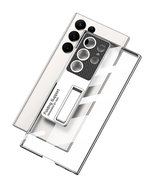 Samsung Galaxy S24 Ultra - Kılıf Kamera Korumalı Şeffaf Tasarımlı Lego Standlı Kapak - 8