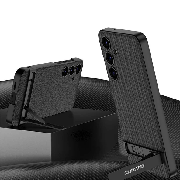 Samsung Galaxy S24 - Kılıf Kamera Korumalı Leather Dikey Standlı Ays Kapak - Resim 3