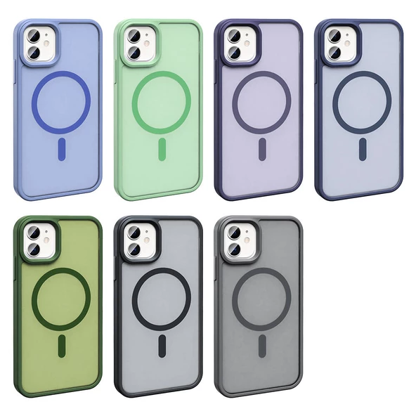 Apple iPhone 11 - Kılıf Magsafe Şarj Özellikli Mat Arka Yüzey Sio Kapak - Resim 8