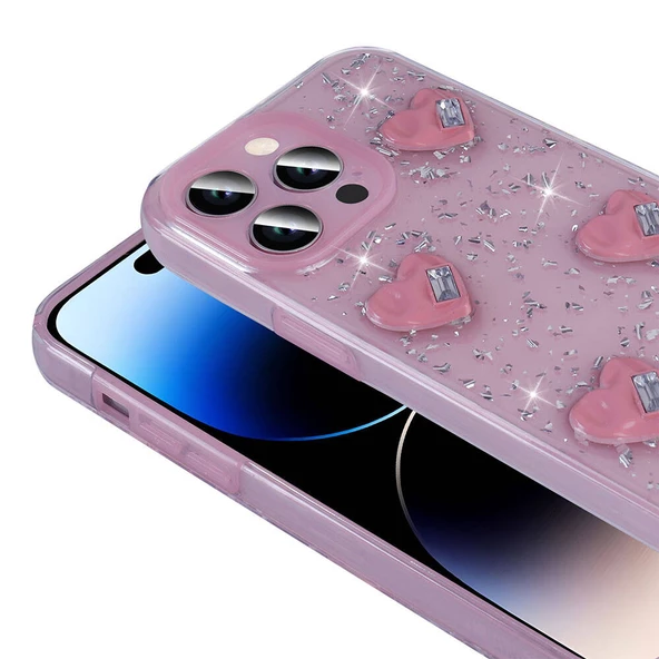 Apple iPhone 14 Pro Max - Kılıf Airbagli Simli Arka Yüzey Işıltı Silikon Kapak - Resim 6