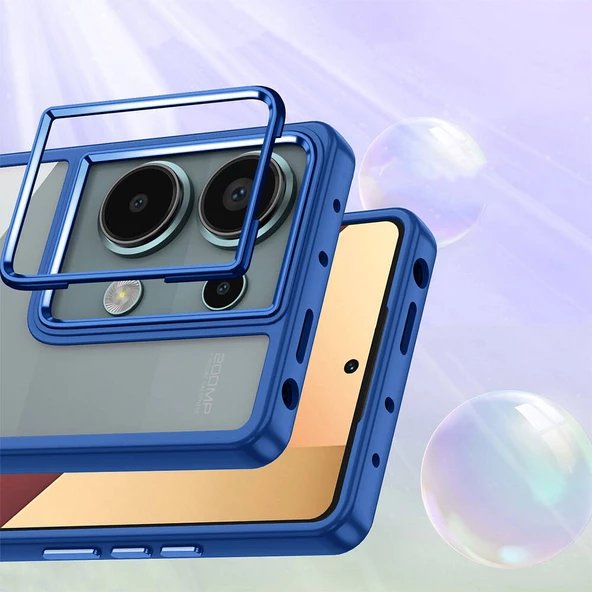 Xiaomi Redmi Note 13 Pro 4G - Kılıf Arkası Şeffaf Kamera Çevresi Parlak Zıt Renkli Flora Kapak - Resim 3