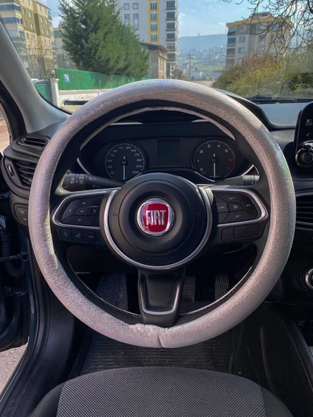 Hologram Noktalı Janjanlı Direksiyon Kılıfı Beyaz - 3