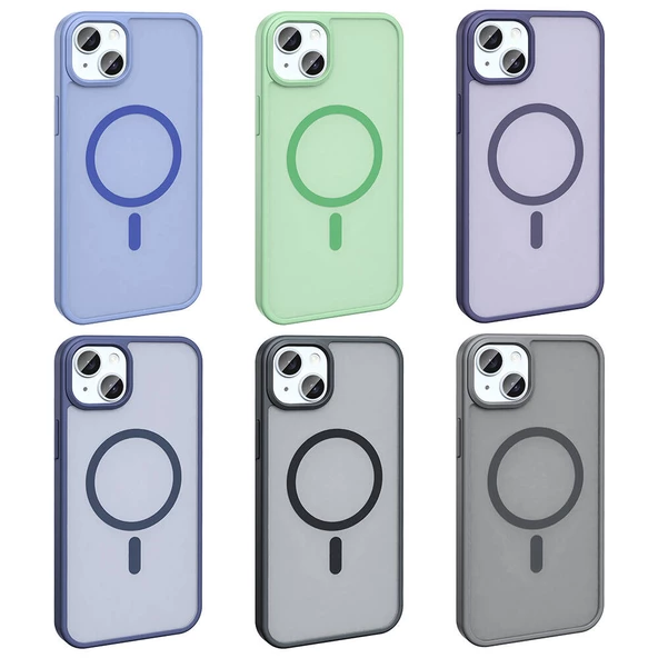 Apple iPhone 15 - Kılıf Magsafe Şarj Özellikli Mat Arka Yüzey Sio Kapak - Resim 2