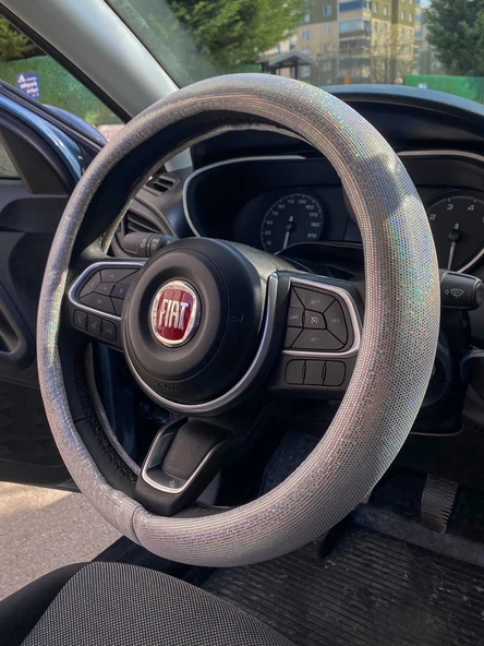 Hologram Noktalı Janjanlı Direksiyon Kılıfı Beyaz - 4