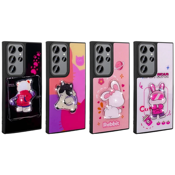 Samsung Galaxy S23 Ultra - Kılıf Parlayan Kabartmalı İkonik Figürlü Amas Silikon Kapak - Resim 2