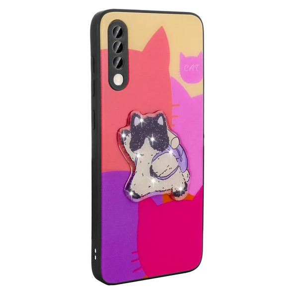 Samsung Galaxy A70 - Kılıf Parlayan Kabartmalı İkonik Figürlü Amas Silikon Kapak - Resim 5