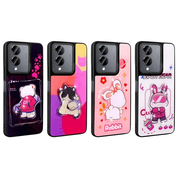 Vivo Y36 5G - Kılıf Parlayan Kabartmalı İkonik Figürlü Amas Silikon Kapak - Resim 5