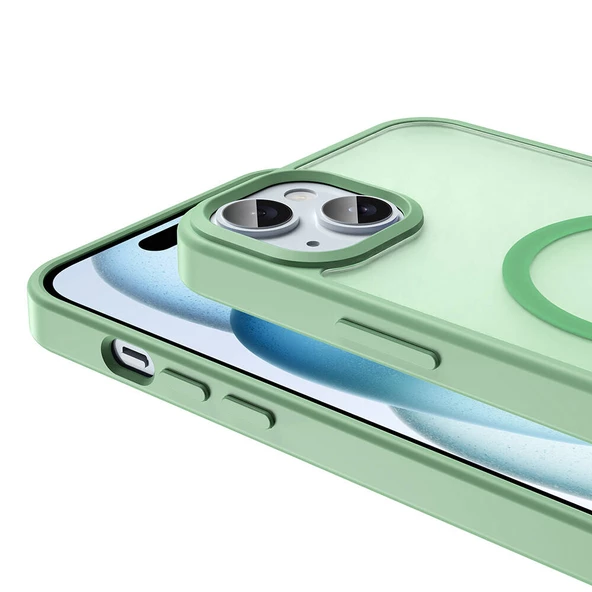 Apple iPhone 14 - Kılıf Magsafe Şarj Özellikli Mat Arka Yüzey Sio Kapak - Resim 4