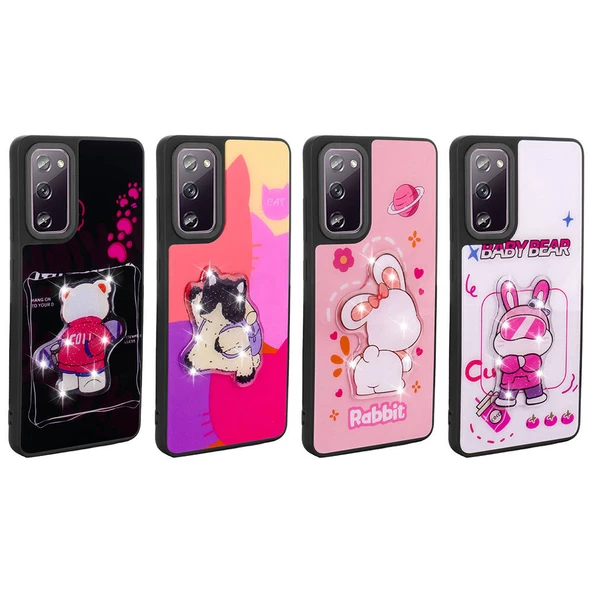 Samsung Galaxy S20 FE - Kılıf Parlayan Kabartmalı İkonik Figürlü Amas Silikon Kapak - Resim 4