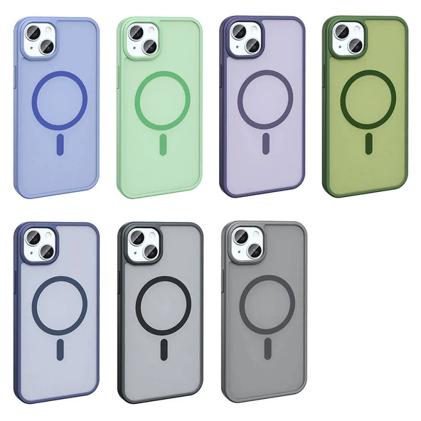 Apple iPhone 14 - Kılıf Magsafe Şarj Özellikli Mat Arka Yüzey Sio Kapak - Resim 2