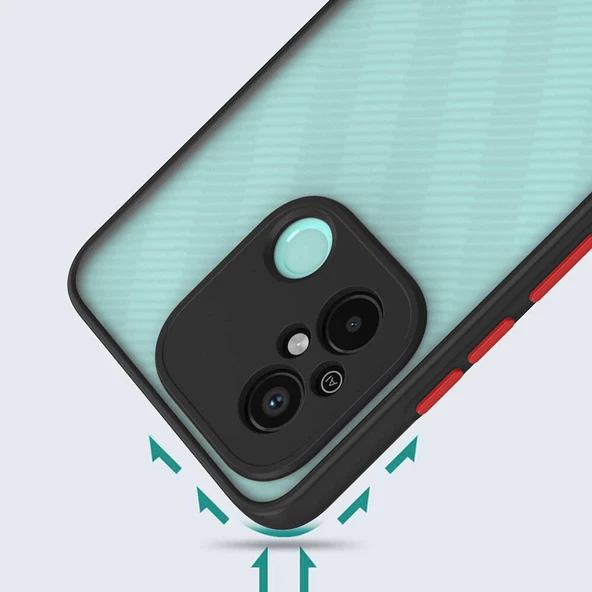 Xiaomi Redmi 12C - Kılıf Arkası Buzlu Renkli Düğmeli Hux Kapak - Resim 2