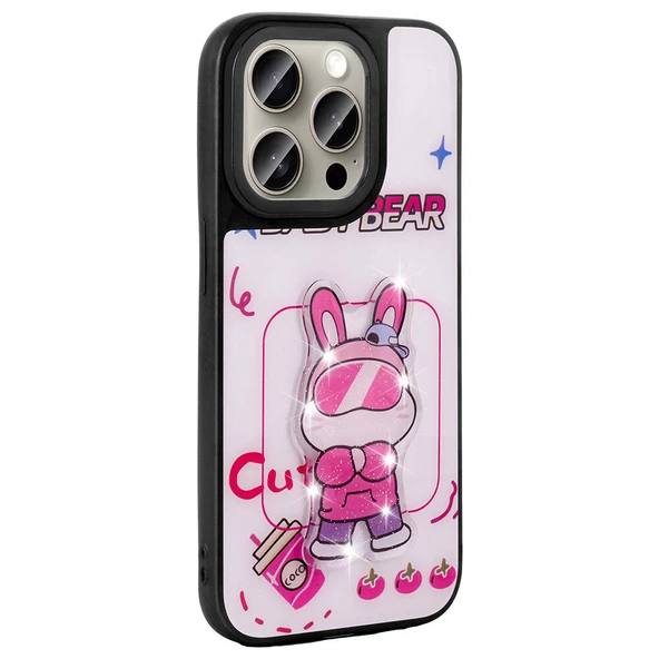 Apple iPhone 15 Pro Max - Kılıf Parlayan Kabartmalı İkonik Figürlü Amas Silikon Kapak - Resim 5