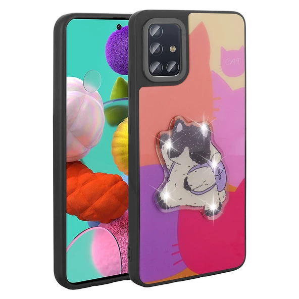 Samsung Galaxy A51 - Kılıf Parlayan Kabartmalı İkonik Figürlü Amas Silikon Kapak ürün görseli