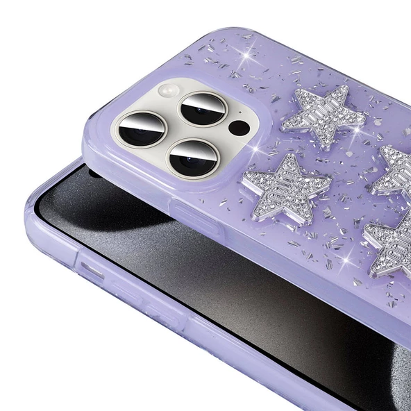 Apple iPhone 15 Pro Max - Kılıf Airbagli Simli Arka Yüzey Işıltı Silikon Kapak - Resim 6