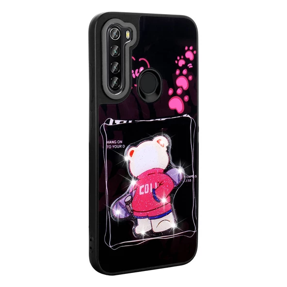 Xiaomi Redmi Note 8 - Kılıf Parlayan Kabartmalı İkonik Figürlü Amas Silikon Kapak - Resim 4