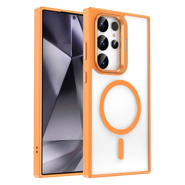 Samsung Galaxy S24 Ultra - Kılıf Magsafe Şarj Özellikli Standlı Magsafe Klon Kapak ürün görseli