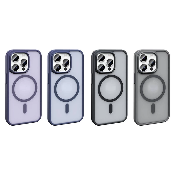 Apple iPhone 14 Pro Max - Kılıf Magsafe Şarj Özellikli Mat Arka Yüzey Sio Kapak - Resim 8