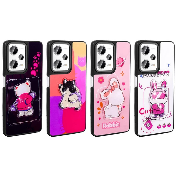 Xiaomi Redmi Note 12 Pro 5G - Kılıf Parlayan Kabartmalı İkonik Figürlü Amas Silikon Kapak - Resim 2