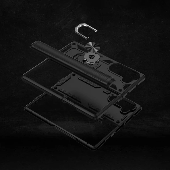 Samsung Galaxy Z Fold 6 - Kılıf Yüzüklü Zırh Tank Vega Kapak - Resim 6