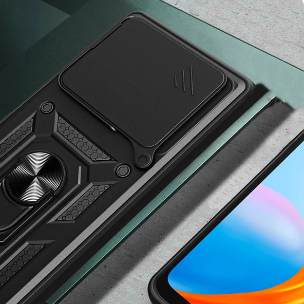 Huawei Pura 70 5G - Kılıf Magnetik Standlı Kamera Korumalı Sürgülü Vega Kapak - Resim 3