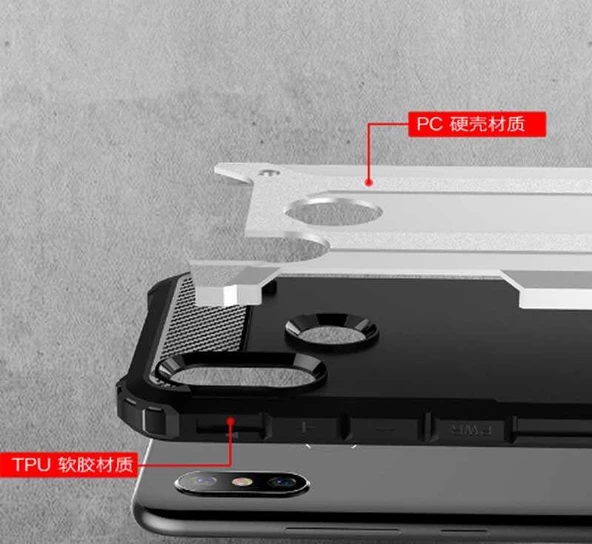 Xiaomi Mi 8 - Kılıf Çift Katman Zırh Tank Crash Military Kapak - Resim 4