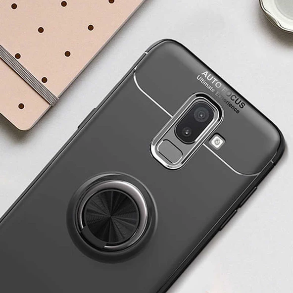 Samsung Galaxy J8 - Kılıf Yüzüklü Karbon Ravel Silikon Kapak - Resim 3