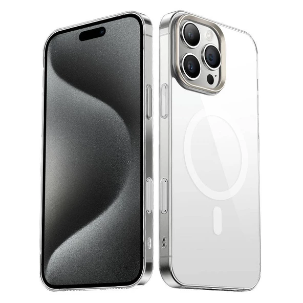 Apple iPhone 16 Pro Max - Kılıf Magsafe Şarj Özellikli Şeffaf Cam Arka Yüzey G-Glass Kapak ürün görseli 1