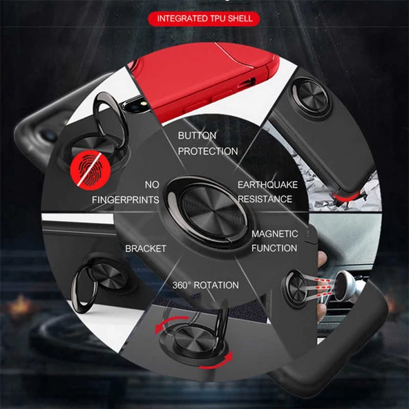 Apple iPhone 6 - Kılıf Yüzüklü Karbon Ravel Silikon Kapak - Resim 6