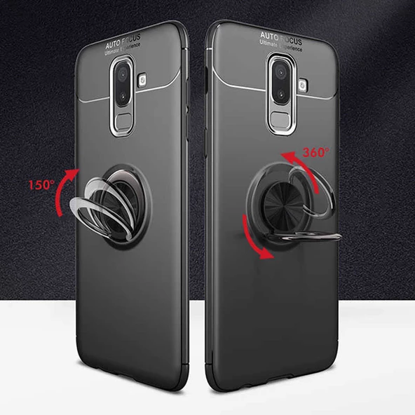 Samsung Galaxy J8 - Kılıf Yüzüklü Karbon Ravel Silikon Kapak - Resim 7