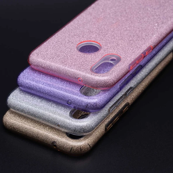 Huawei P20 Lite - Kılıf Simli Koruyucu Shining Silikon - Resim 5