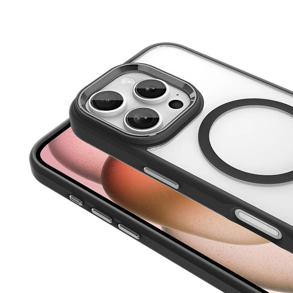 Apple iPhone 16 Pro Max - Kılıf Wireless Şarj Özellikli Krom Magsafe Silikon Kapak - Resim 5