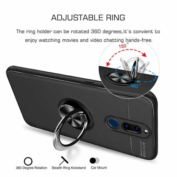 Huawei Mate 10 Lite - Kılıf Yüzüklü Karbon Ravel Silikon Kapak - 6