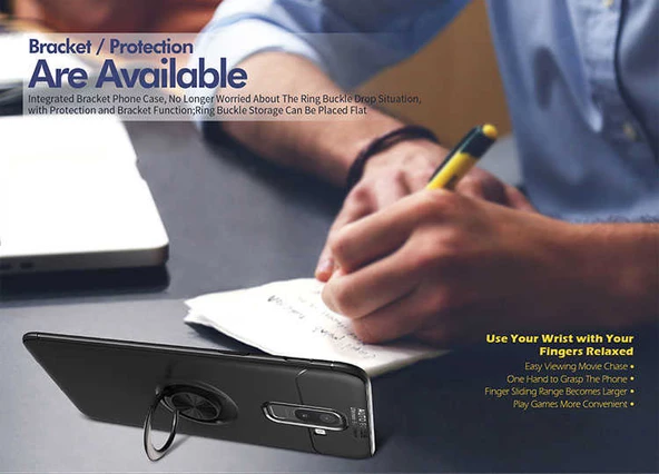 Samsung Galaxy J8 - Kılıf Yüzüklü Karbon Ravel Silikon Kapak - Resim 6