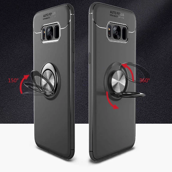 Samsung Galaxy S8 Plus - Kılıf Yüzüklü Karbon Ravel Silikon Kapak - Resim 7