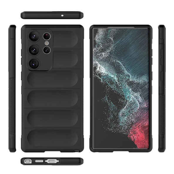 Samsung Galaxy S23 Ultra Kılıf Esnek TPU Oyuklu Arka Yüzey Tasarımlı Etnik Silikon Kapak - Resim 7