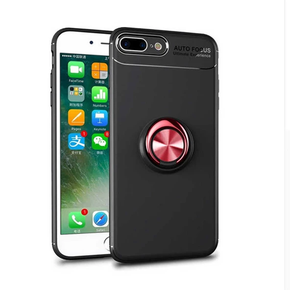 Apple iPhone 8 Plus - Kılıf Yüzüklü Karbon Ravel Silikon Kapak ürün görseli