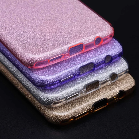 Huawei P20 Lite - Kılıf Simli Koruyucu Shining Silikon - Resim 3