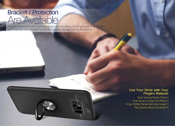 Samsung Galaxy S8 Plus - Kılıf Yüzüklü Karbon Ravel Silikon Kapak - Resim 8