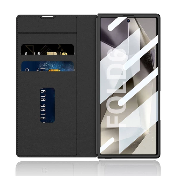Samsung Galaxy Z Fold 6 - Kılıf Kamera Korumalı Kadife Tasarımlı Kıpta Kalemli Fest Kapak - 2
