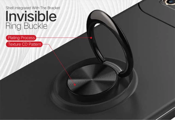 Apple iPhone 6 - Kılıf Yüzüklü Karbon Ravel Silikon Kapak - Resim 4