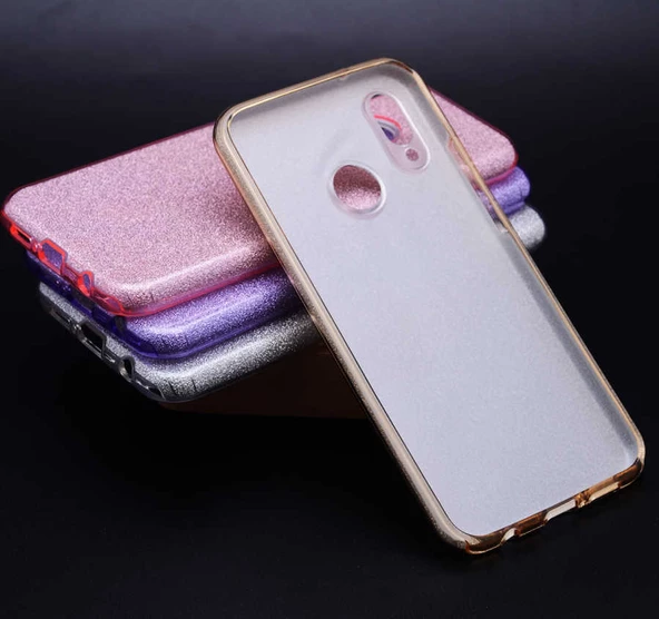 Huawei P20 Lite - Kılıf Simli Koruyucu Shining Silikon - Resim 4