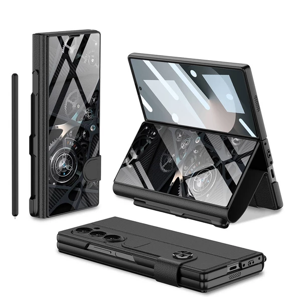 Samsung Galaxy Z Fold 6 - Kılıf Kamera Korumalı Kartlıklı Kalem Bölmeli Kıpta Marble Drago Kılıf ürün görseli