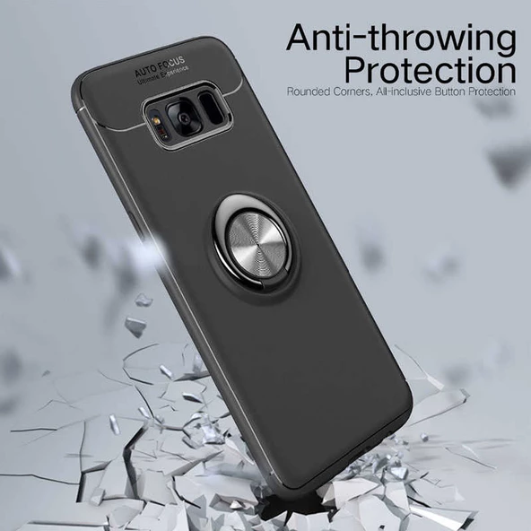 Samsung Galaxy S8 Plus - Kılıf Yüzüklü Karbon Ravel Silikon Kapak - Resim 4