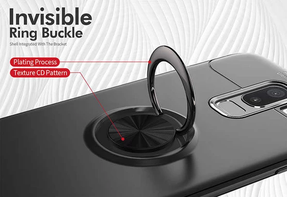 Samsung Galaxy J8 - Kılıf Yüzüklü Karbon Ravel Silikon Kapak - Resim 4