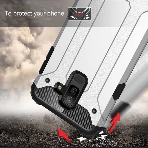 Samsung Galaxy J8 - Kılıf Çift Katman Zırh Tank Crash Military Kapak - Resim 3