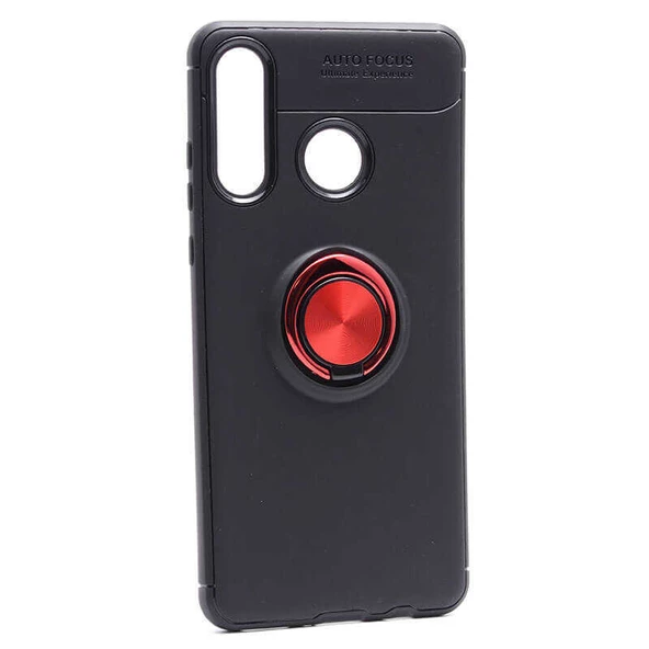 Huawei P30 Lite - Kılıf Yüzüklü Karbon Ravel Silikon Kapak
