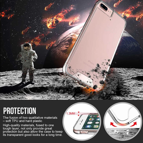 Apple iPhone 7 Plus - Kılıf Şeffaf Sert Koruyucu Gard Silikon - Resim 6