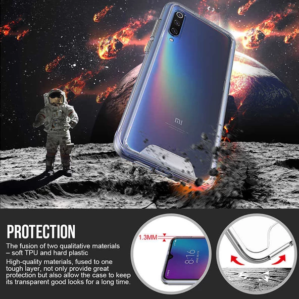 Xiaomi Mi 9 - Kılıf Şeffaf Sert Koruyucu Gard Silikon - Resim 5